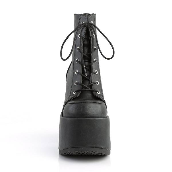 Demonia Women's Camel-203 Platform Ankle Boots - Black Vegan Leather D3652-19US Clearance